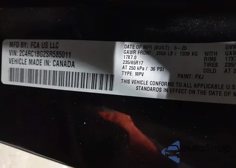 2025 Chrysler Pacifica Select from USA, damaged, VIN 2C4RC1BG2SR585011